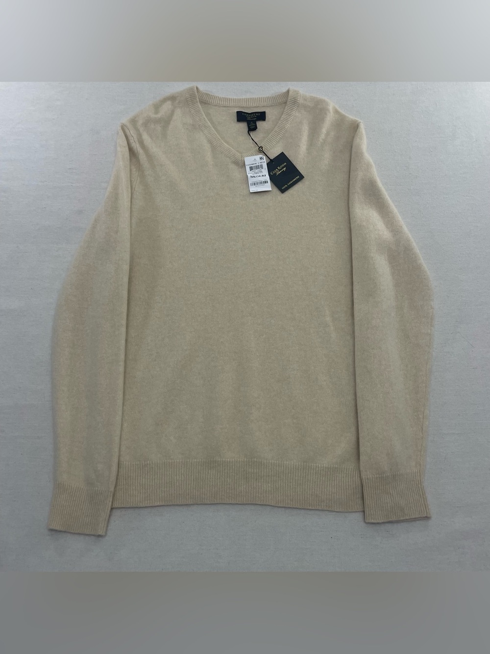 NWD Club Room Luxury Women's Sweater Oatmeal Heather M 100% Cashmere V NECK